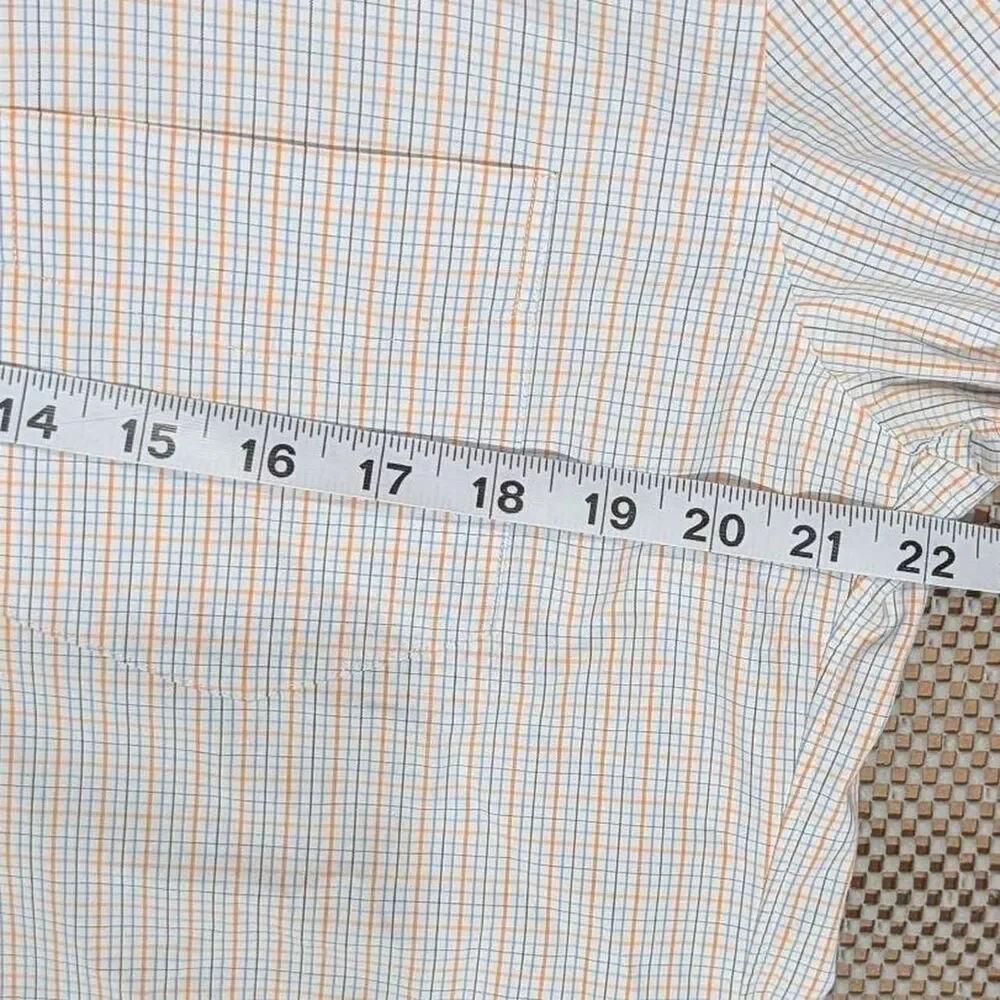 J.Crew Haberdashery Shirt Mens M Orange Blue Grid Plaid 80s 2-Ply Cotton L/S